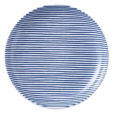 細縞　青　１５ｃｍ丸皿