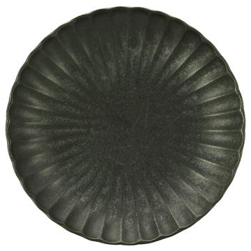 かすみ　黒　２１ｃｍ丸皿