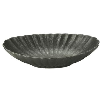 かすみ　黒　楕円皿　小