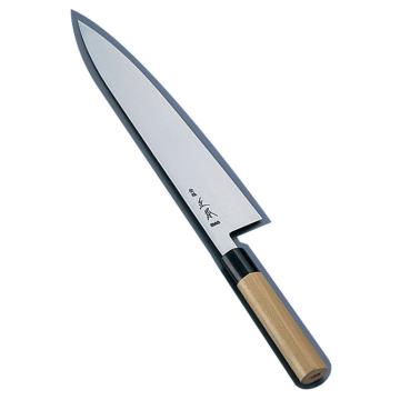 正本　本霞　玉白鋼　水牛柄牛刀（両刃）