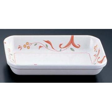 メラミン「赤絵」 角深皿 AE-771