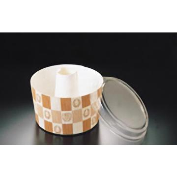 蓋付シフォンカップ白・エンブレム格子柄