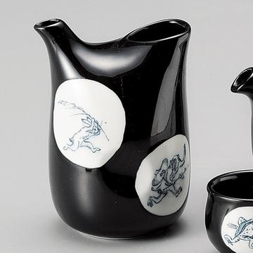 鳥獣戯画袋酒器スリム（黒）