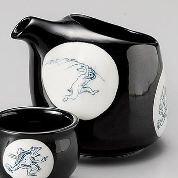 鳥獣戯画袋酒器ワイド（黒）