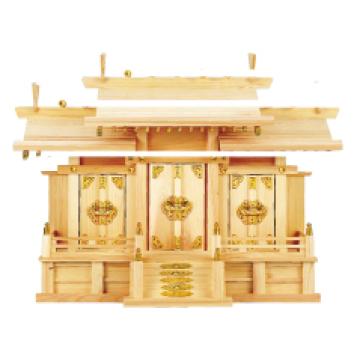 神棚　三社　（桧材）
