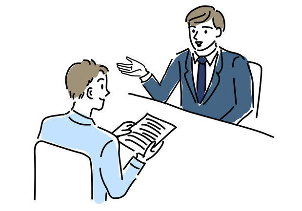 説明を受けているイラスト